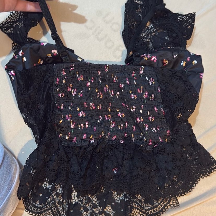 Dantel Detaylı Siyah çiçekli Bustiyer - Görsel 3