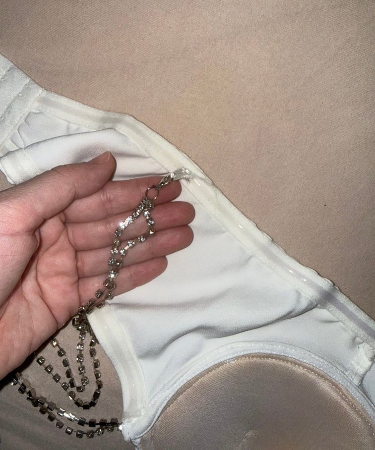 Zincir Detaylı Beyaz Mini Büstiyer - Görsel 4