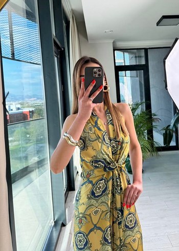 Sarı Desenli Bohem Kadın Tulum - Görsel 3