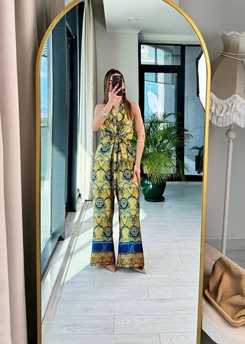 Sarı Desenli Bohem Kadın Tulum - Görsel 2