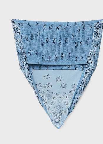 Stradivarius Kadın MaviStraplez Bandana Bluz - Görsel 5