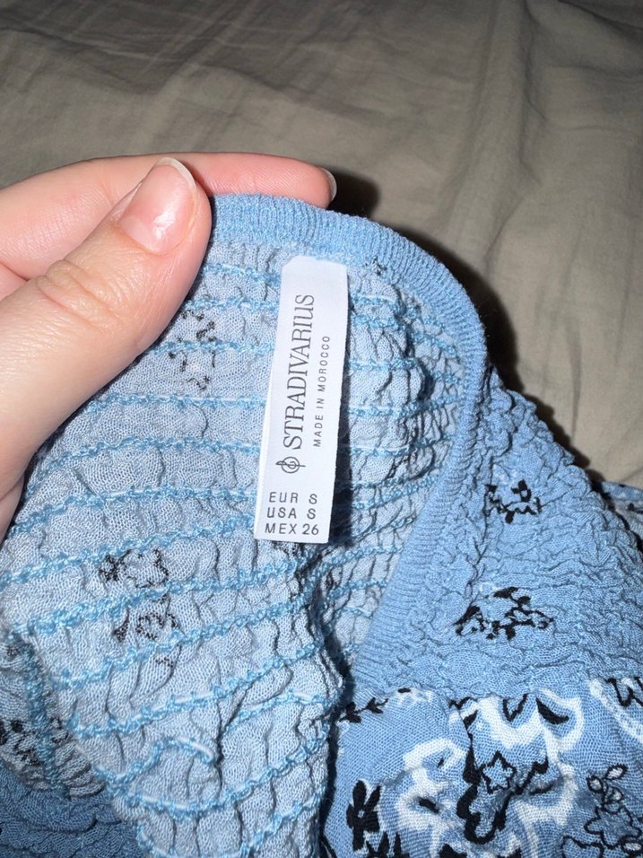 Stradivarius Kadın MaviStraplez Bandana Bluz - Görsel 2