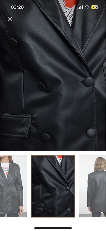 s Beden siyah Renk Milla deri blazer