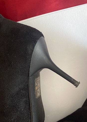 Siyah Süet Stiletto Topuklu Kadın Bot - Görsel 4