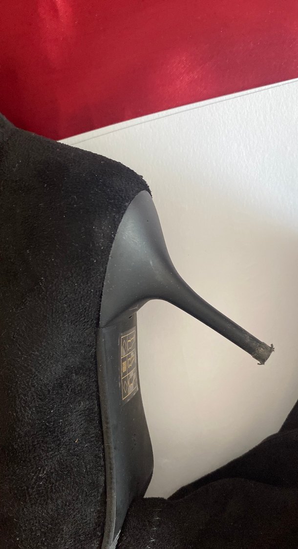 Siyah Süet Stiletto Topuklu Kadın Bot - Görsel 4