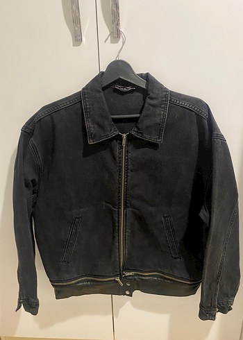 Siyah Fermuarlı Kadın Denim Ceket