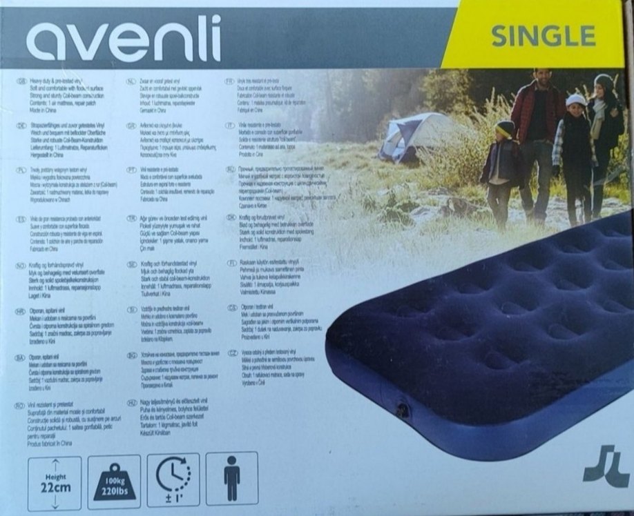 Kutulu tek kişilik mavi şişme yatak - Görsel 2