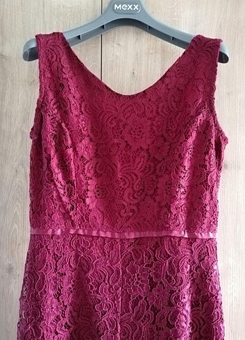 bordo dantelli abiye elbise
