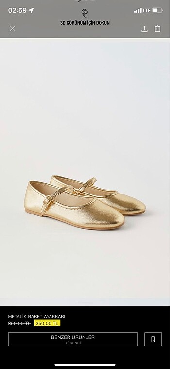 Zara Zara gold çocuk babet