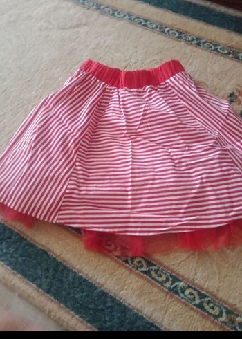LC Waikiki Pembe Fırfırlı Bağlama Desenli Kız Eteği