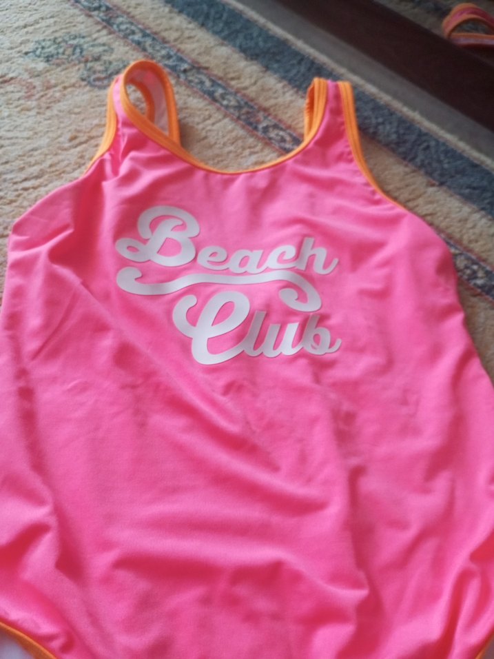 Pembe Düz Kadın Mayo, Kolsuz, Midi Boy kız çocuğu - Görsel 2