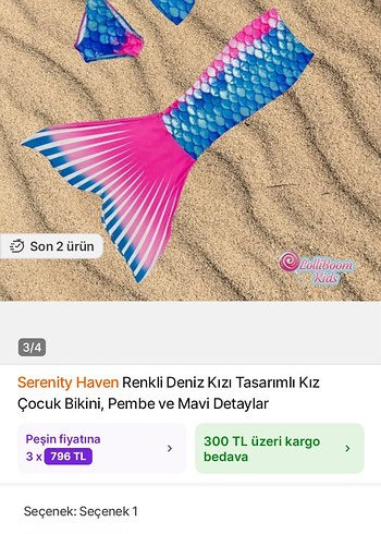 Kızlar için Renkli Denizkızı Bikini Seti - Görsel 7