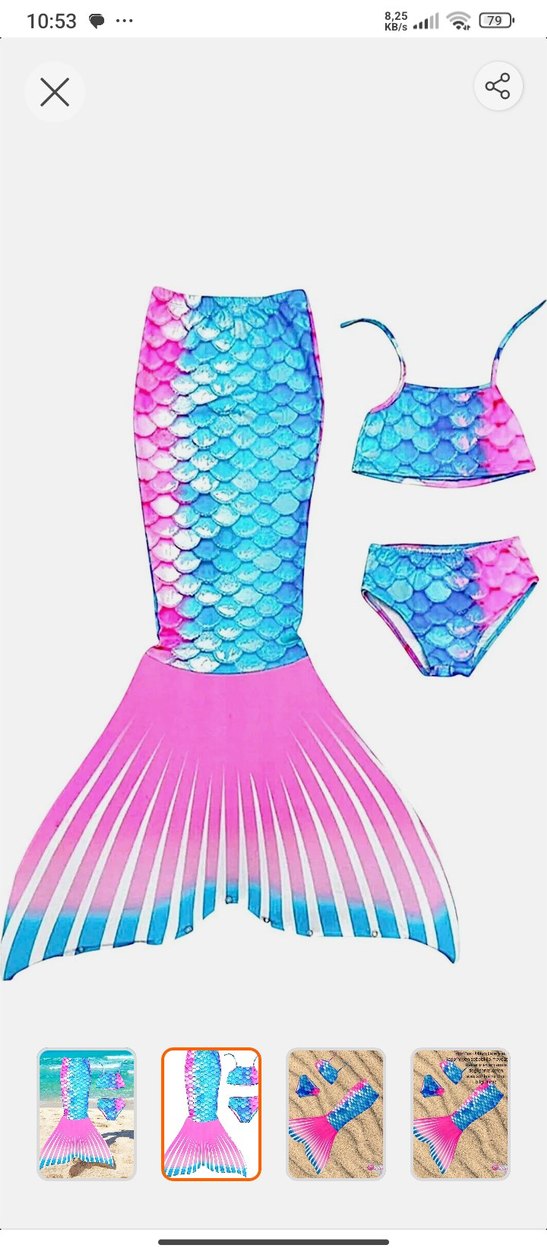 Kızlar için Renkli Denizkızı Bikini Seti - Görsel 2