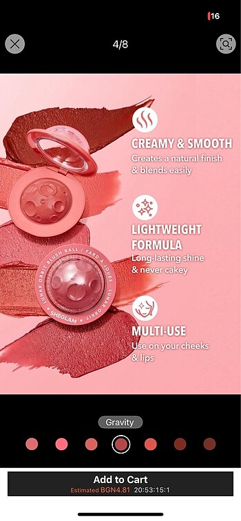  Beden Sheglam lunar orbit allık
