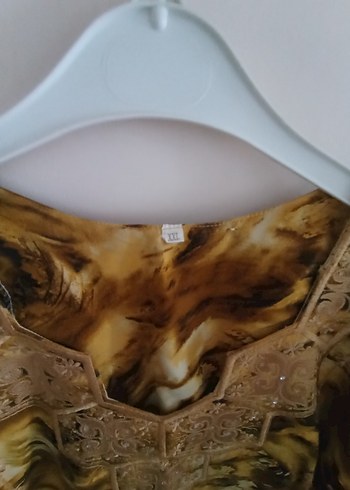 xxl Beden Uzun Kol V Yaka Kahverengi Bohem Elbise