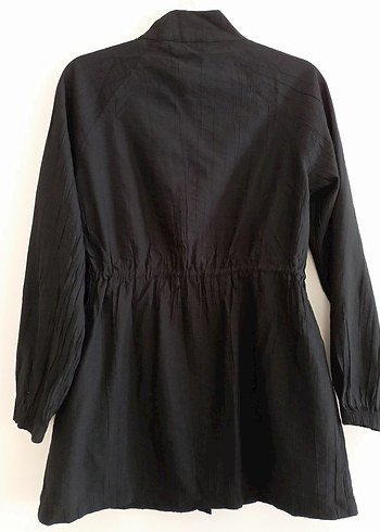 Düğmeli Siyah Midi Kadın Trençkot - Görsel 7