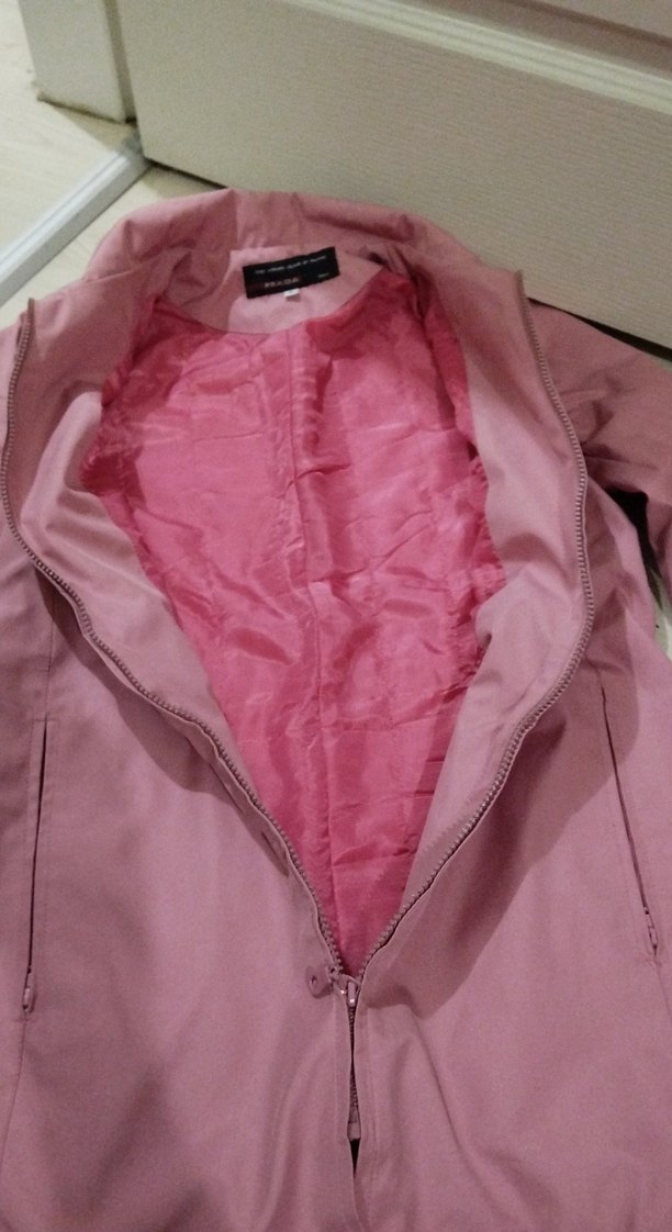 Pembe Midi yağmurluk Ceket Fermuarlı - Görsel 4