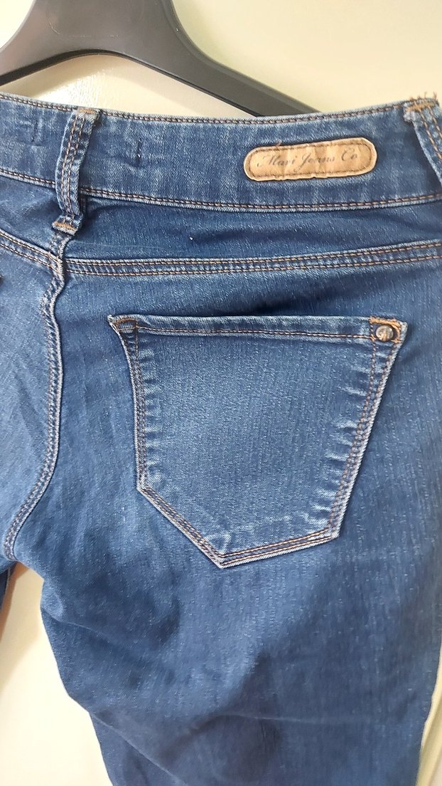 Kadın Koyu Mavi Dar Kesim Midi Denim Pantolon - Görsel 5