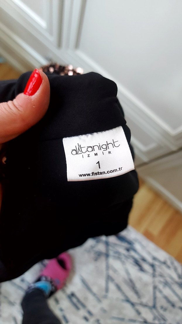 Siyah Pul Detaylı Uzun Abiye Elbise - Görsel 5