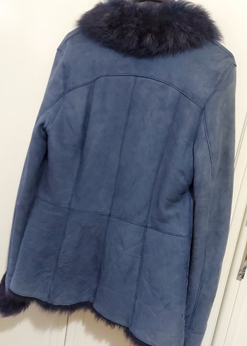 Kürk Detaylı Lacivert Süet Kadın Ceket - Görsel 5