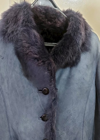 Kürk Detaylı Lacivert Süet Kadın Ceket - Görsel 2