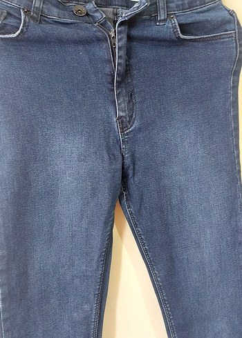 Lacivert Dar Kesim Midi Kadın Kot Pantolon - Görsel 4