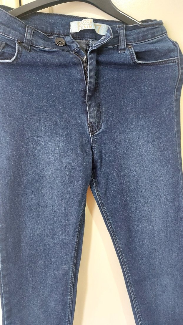 Lacivert Dar Kesim Midi Kadın Kot Pantolon - Görsel 4