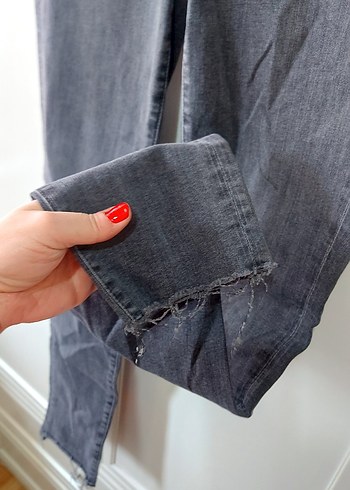 Gri Normal Boy Slim Kesim Kadın Denim Jean - Görsel 3