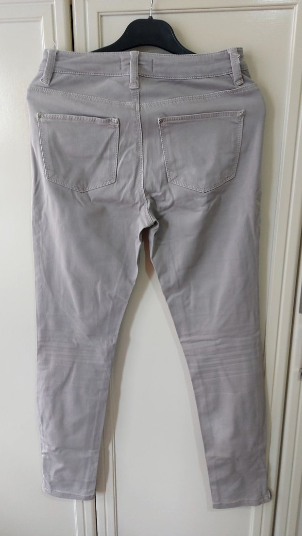 Gri Kadın Fermuarlı  Pantolon - Görsel 4