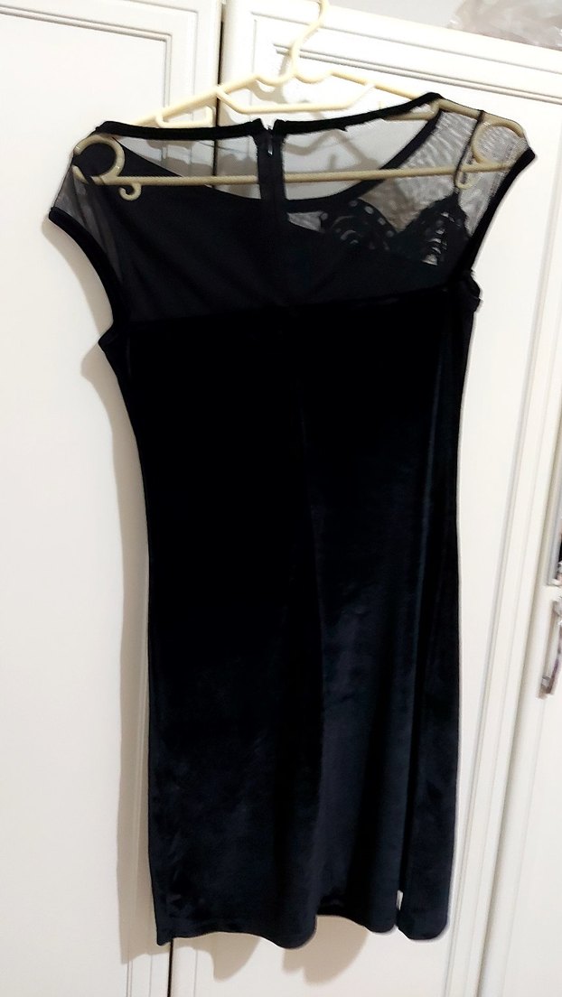 Siyah kadife Kadın Elbise - Görsel 4