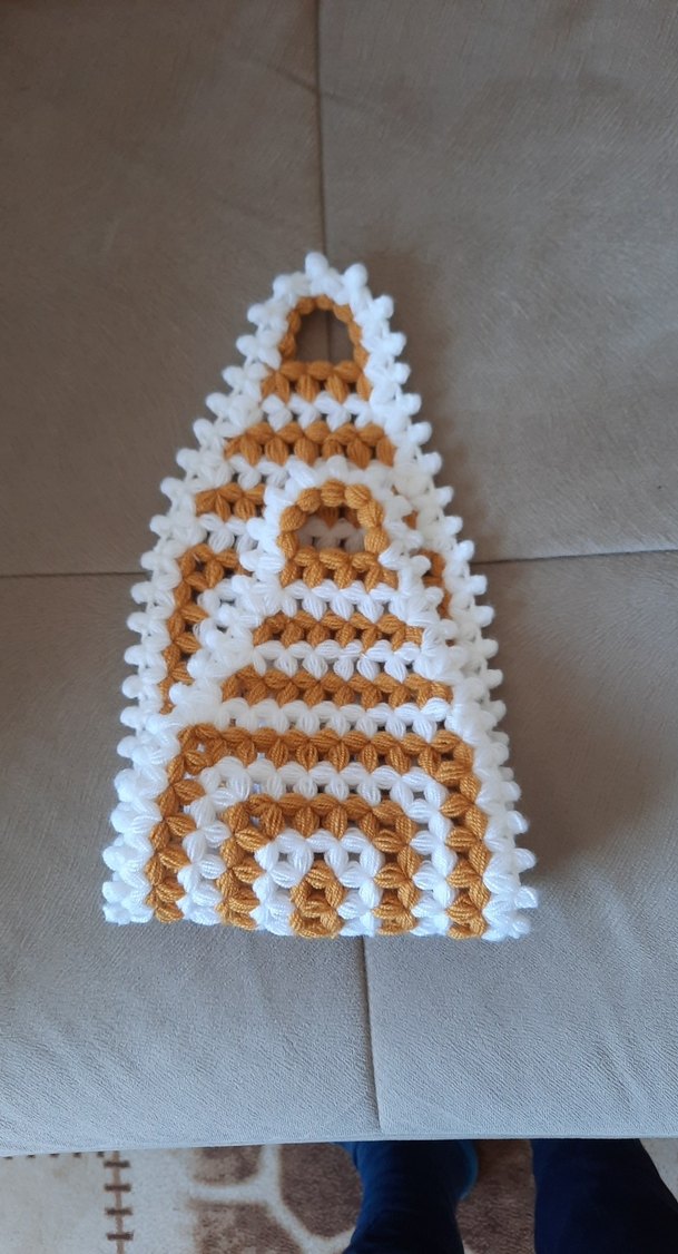 Bej ve beyaz örgü banyo uzu  lif - Görsel 2