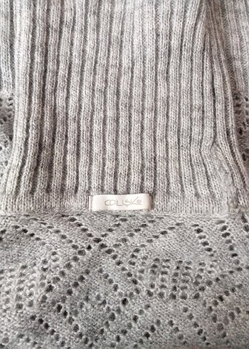 Bohem Gri Boğazlı Kısa Kollu Triko Kazak - Görsel 2