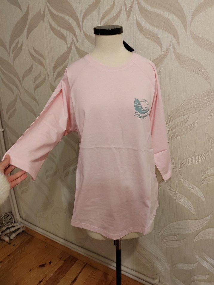 Pembe Pamuklu günlük ve spor Tişörtü, Uzun Kollu - Görsel 2