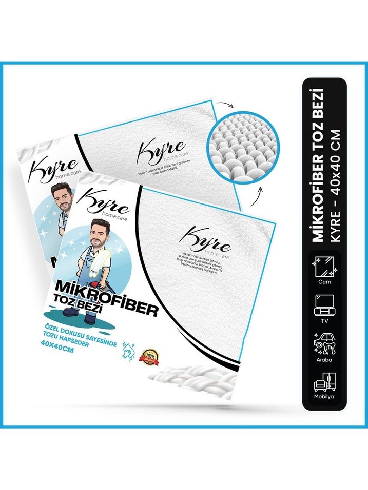 Kadir Ezildi kyra Mikrofiber Toz Bezi 40x40 cm Beyaz - Görsel 3
