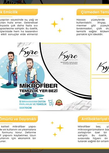 kadir ezildi kyra marka Mikrofiber Yer Bezi 50x70 cm - Görsel 6