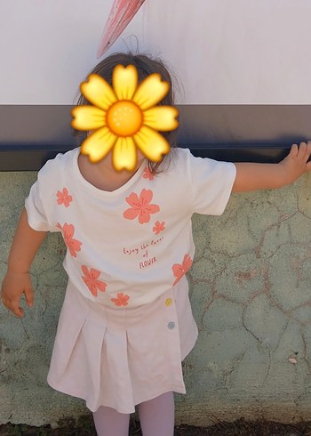 24-36 Ay Beden Düğme detaylı Beyaz Şort etek