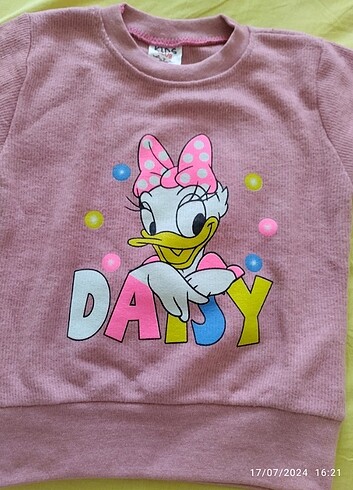 24-36 Ay Beden Daisy duck baskılı kız çocuk sweatshirt
