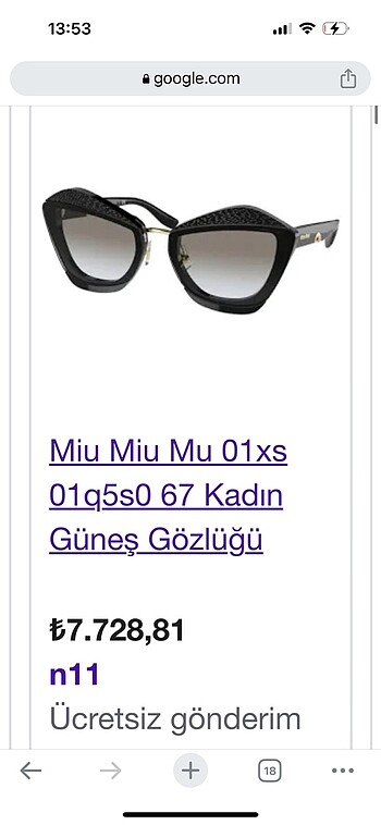 Beden Orjinal miu miu gözlük