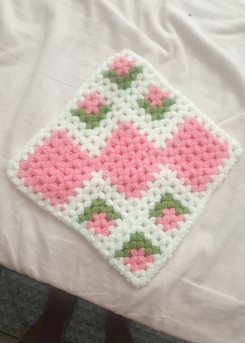 Nakışlı Pembe Örgü Banyo Lifi