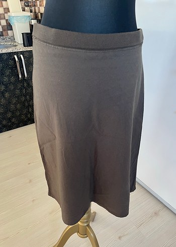 l Beden kahverengi Renk Kemerli Nakışlı Bohem Midi Etek