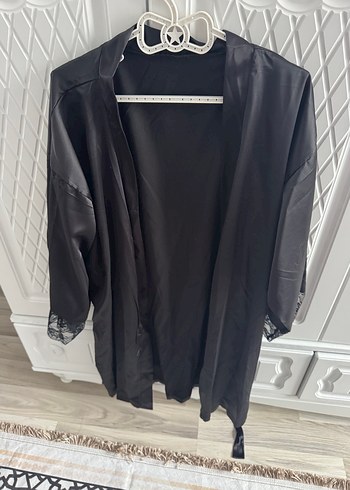 Siyah Midi Gotik Kadın Sabahlık - Görsel 3