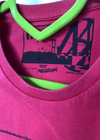 Mavi markalı Kırmızı Tişört Kısa Kollu, Pamuk - Görsel 3