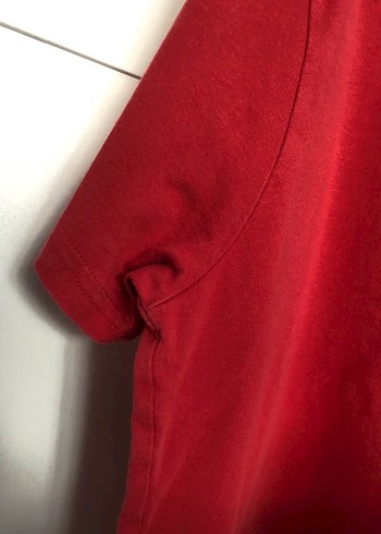 Mavi markalı Kırmızı Tişört Kısa Kollu, Pamuk - Görsel 6