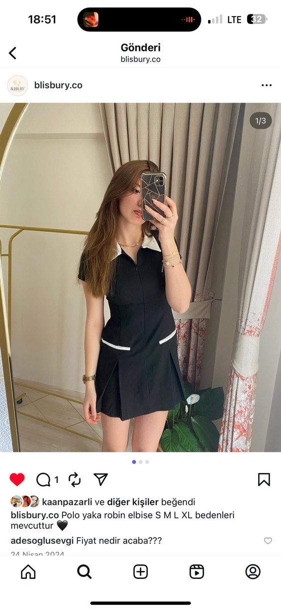 Kısa Kollu Siyah Mini Ofis Elbisesi - Görsel 2