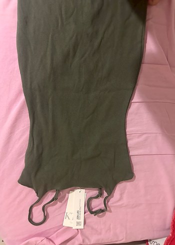 Gri Uzun Askılı Drapeli Kadın Elbise - Görsel 5