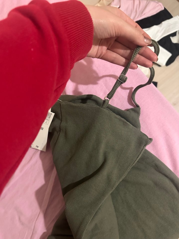 Gri Uzun Askılı Drapeli Kadın Elbise - Görsel 4