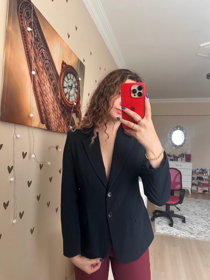 Lacivert  Kadın Blazer Ceket - Görsel 3