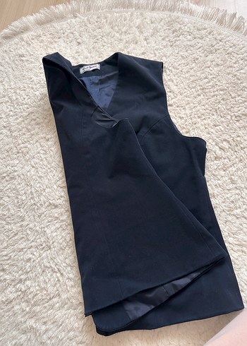 Düğmeli Lacivert Kadın Yelek - Görsel 4