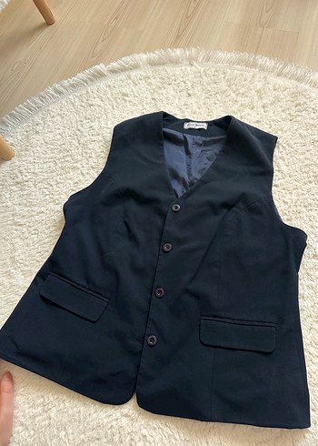 Düğmeli Lacivert Kadın Yelek - Görsel 5