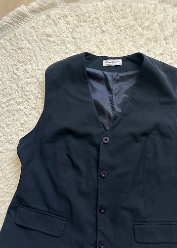 Düğmeli Lacivert Kadın Yelek - Görsel 2